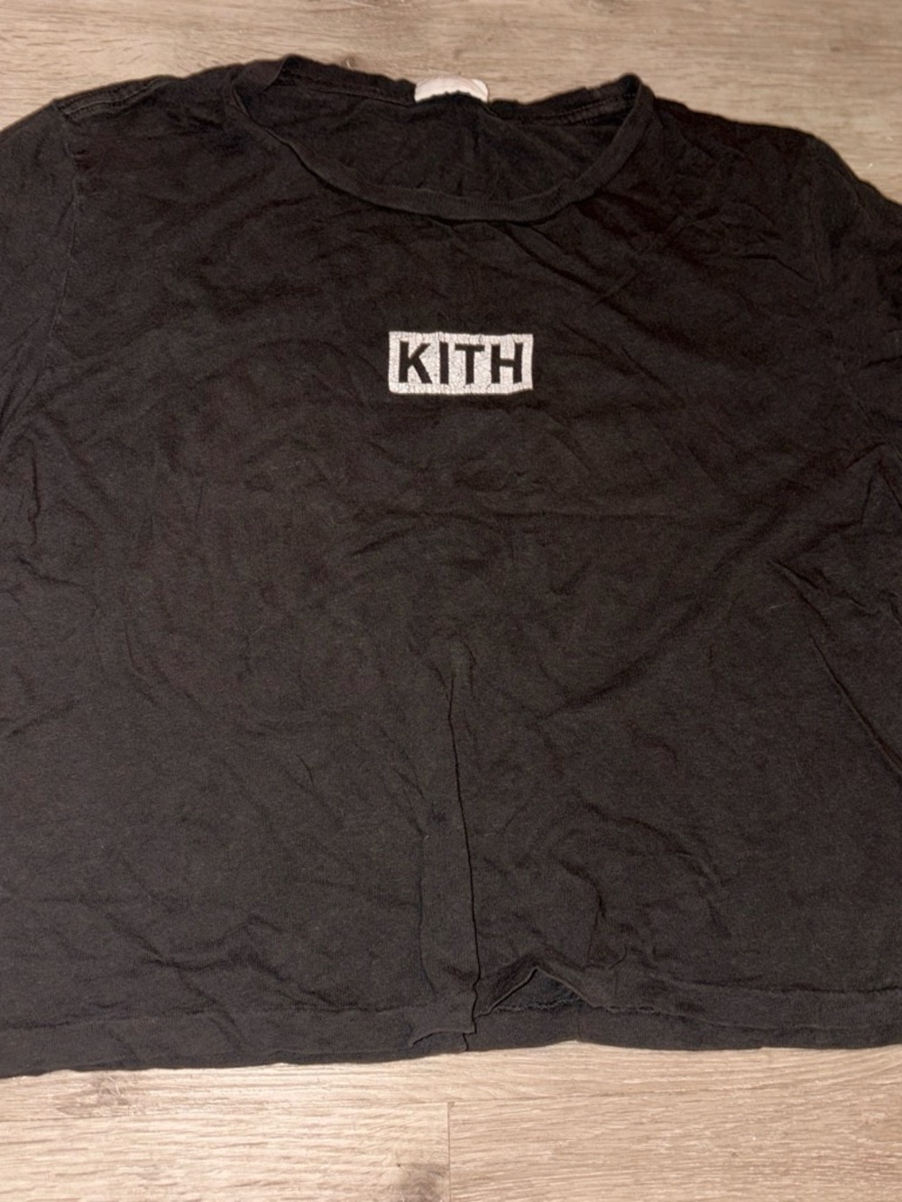 Kith Cropped Black Tee with White Box Logo